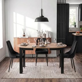 Stół Okrągły Rozkładany HARRY 102-142 cm Dąb Artisan/Czarny Loft