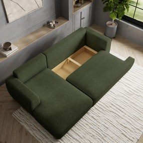 Masseno Narożnik SENTI z funkcją spania i pojemnikiem na pościel Narozniki L, Rozkładana sofa - Zielony, NOW OR NEVER 37