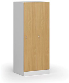 Szafa ubraniowa obniżona, 2-drzwiowa, 1500 x 600 x 500 mm, zamek cylindryczny, drzwi laminowane, buk