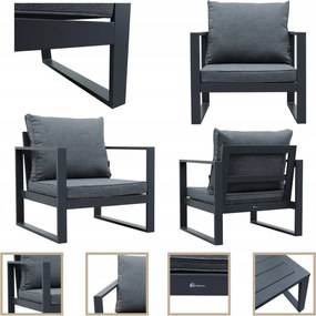 Zestaw mebli ogrodowych antracyt tarasowy 4 el. aluminiowych sofa, kanapa