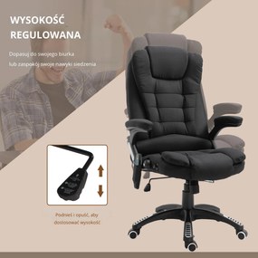 Vinsetto Fotel biurowy ergonomiczny z masażem regulowany fotel gamingowy udźwig 120 kg czarny | Aosom PL