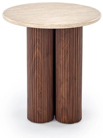 DOROTEA_S ława trawertyn / orzechowy średnica 50 cm wysokość 56
