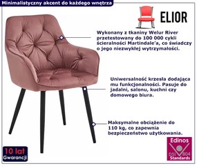 Eleganckie różowe krzesło pikowane E0-A88