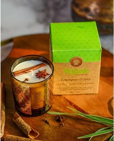 Organiczna świeca kadzidlana Lemongrass & Spice 200 g w szklanym słoiku ze złotą folią