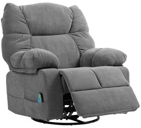 HOMCOM Fotel Relax z funkcją masażu, Regulowany obrotowy fotel masujący, 4 kieszenie boczne i pilot, Ciemnoszary