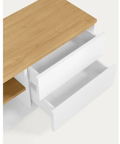 Biała szafka pod TV w dekorze dębu 150x44x36 cm Abilen – Kave Home