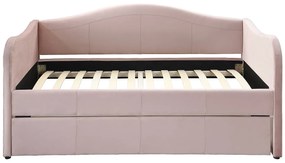 Łóżko dzienne wysuwane 2 x 90 x 190 cm - Welur - Różowy - MATHILDE