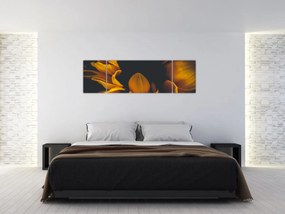 Obraz - Słoneczniki na czarnym tle (170x50 cm)