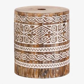 Okrągła Podstawa Parasola 35ø Cm Z Drewna Ainsa Vintage White Wood - Sklum