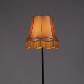 Lampa stojąca retro czarna z abażurem w stylu babci złotego 45 cm - Simplo