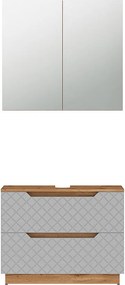 Zestaw mebli łazienkowych dąb/szary ze strukturą płytek 79.6x32x62.5 lotta