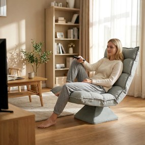 HOMCOM Fotel do czytania i relaksu, obrotowy, w wyglądzie aksamitu, 62 cm x 70 cm x 95 cm, Jasnoszary