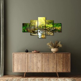 Obraz rzeki w zielonym lesie (125x70 cm)
