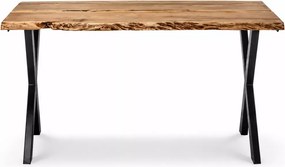 Stół loftowy 150 cm do biura z metalowymi nogami i blatem z litego drewna palisander