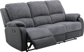 Kanapa 3-osobowa z funkcją relax z mikrofibry i ekoskóry Kolor szary i czarny BRODY