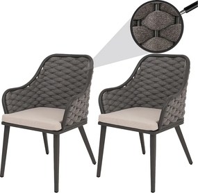 Krzesło ogrodowe MCW-O16 (zestaw 2 sztuk),  antracyt poduszka taupe