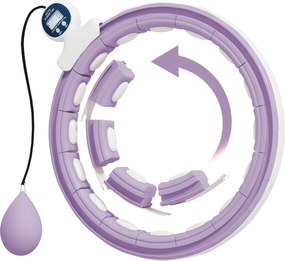 SPORTNOW Inteligentny Hula Hoop dla Dorosłych z Piłką Obciążeniową i Licznikiem, 16 Segmentów (76-113cm) Fioletowy