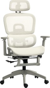 HOMCOM Fotel biurowy ergonomiczny z siatkowym obiciem, regulowany, na kółkach, z podłokietnikami i zagłówkiem, beżowy