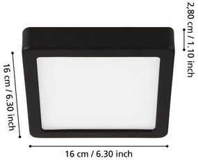 Szara lampa sufitowa LED 16x16 cm FUEVA 5 – EGLO