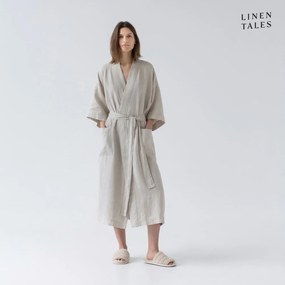 Beżowy lniany szlafrok w rozmiarze L/XL Summer – Linen Tales