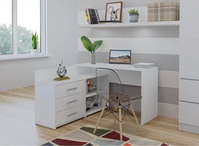 Biurko DANY | Białe | 120x50x76 cm | Narożne z 3 Szufladami