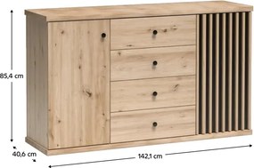 Komoda KOLI C-4, dąb artisan