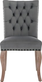 Zestaw 6 foteli tapicerowanych welurem - stelaż z litego drewna - szary