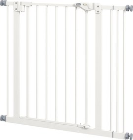 PawHut Bramka Ochronna dla Psów, Absperrgitter, Bramka dla Zwierząt, Metal, Tworzywo Sztuczne, 74-87 cm, Biały