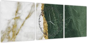 Obraz - Zielony marmur N⁰3 (z zegarem) (90x30 cm)