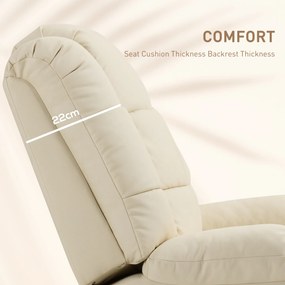 HOMCOM Fotel relaksacyjny z masażem 8 punktów wibracyjnych leżanka ekoskóra kolor kość słoniowa | Aosom PL