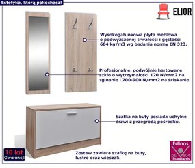 Komplet mebli do przedpokoju dąb sonoma + biały - Lunes