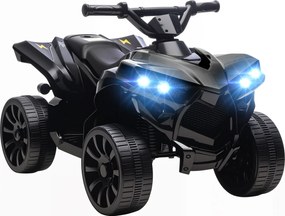 AIYAPLAY Quad dziecięcy elektryczny 6 V quad dla dzieci z funkcją przód/tył, muzyką, reflektorami LED Czarny