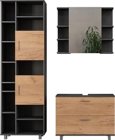 Zestaw mebli łazienkowych złoty dąb power/antracyt 80.2x33x60.8 ilias