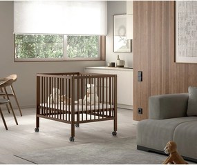 Brązowy kojec dla dzieci z litego drewna bukowego 95x75 cm Dino – Vipack