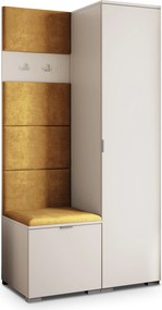 Masseno Garderoba LORI 95/181/51 cm Nowoczesna Szafa do Przedpokoju Kaszmir, MONOLITH 48 (Żółty)