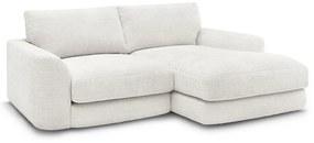 Biały narożnik z tkaniny szenilowej (prawostronny/z szezlongiem) Leonore – Bobochic Paris