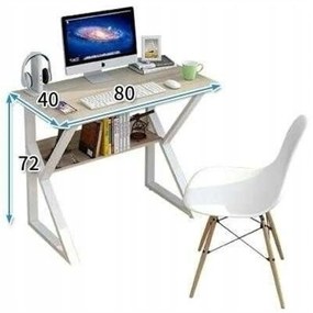 Biurko z półką w wykończeniu dąb SHAPE 80x40 cm