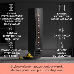 Klarstein Vinovilla 15cm 7 Butelek Winiarka Podblatowa 1 Strefa Czarny