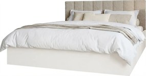 Białe łóżko z zagłówkiem boucle i materacem 120x200 N2-T64