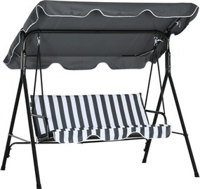 Outsunny Huśtawka Hollywood, Huśtawka Ogrodowa, 3-osobowa Ławka Huśtawka z Daszkiem, Stal, 172 x 110 x 153 cm, Szary+Biały
