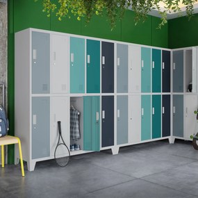 Szafa socjalna ubraniowa 10-drzwiowa BARTEK, 1360 x 1720 x 450 mm, szaro-wielokolorowa