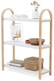Biały regał w dekorze drewna egzotycznego 72x90 cm Bellwood – Umbra