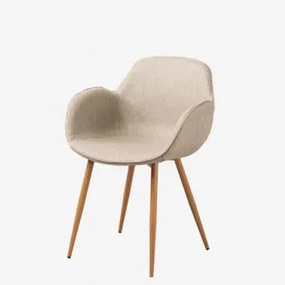 Krzesło Jadalniane Z Podłokietnikami Z Żelaza Tapicerowane Fargo Distressed White - Sklum