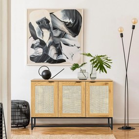 Boho komoda do salonu Capri z naturalnym rattanem