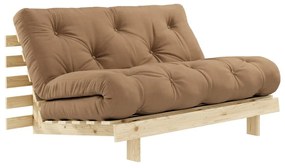 Sofa rozkładana z brązowym obiciem Karup Design Roots Raw/Mocca