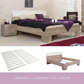 Podwójne łóżko Queen Size 160x200 cm Szaro-białe