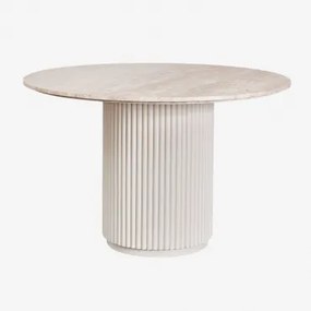 Okrągły Stół Jadalniany Z Naturalnego Kamienia I Drewna Mango Giselda Travertine & Ø100 Cm - Sklum