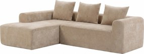 HOMCOM Narożnik z szezlongiem, bezramowa sofa w kształcie L z chenille, głębokie siedzisko, sprężyny kieszeniowe, beżowy | Aosom PL
