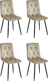 Zestaw krzeseł 4 szt. - tkanina i czarny metal - taupe - MELKO