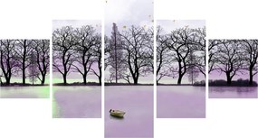 Obraz - Łodka na jeziorze (125x70 cm)